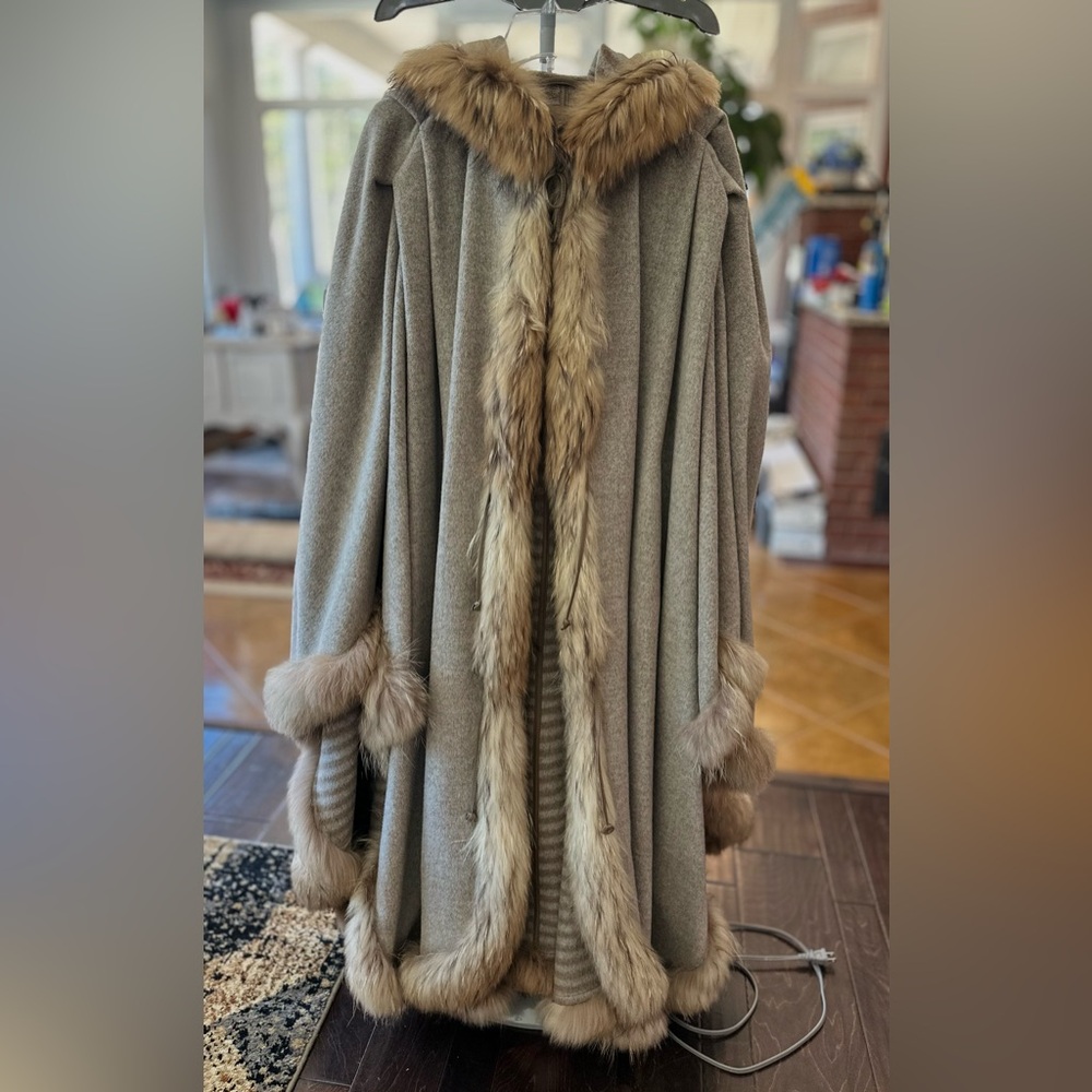 Newman Marcus Wool & Fur Cape